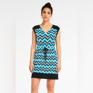 Enfocus Studio Zig Zag Pull-On Dress Size 14 Sleeveless V-Neck Soft Lightweight